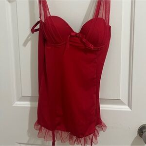 Red mesh lingerie top